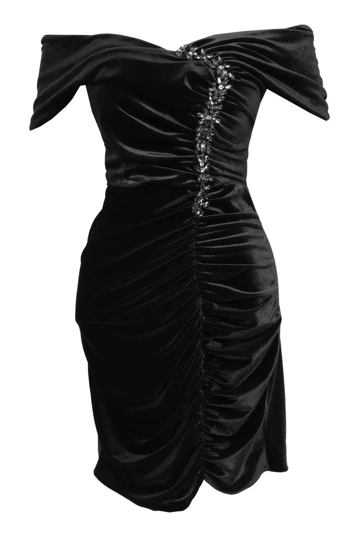 FRV Black velvet sleeveless mini dress - Berchem