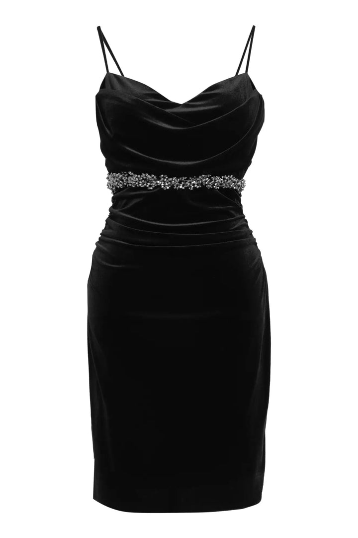 FRV Black velvet sleeveless mini dress - Lloret de Mar