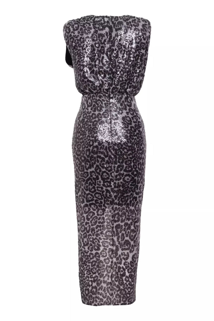 FRV Printed stamp sequins sleeveless midi dress - Ciudad Constitución