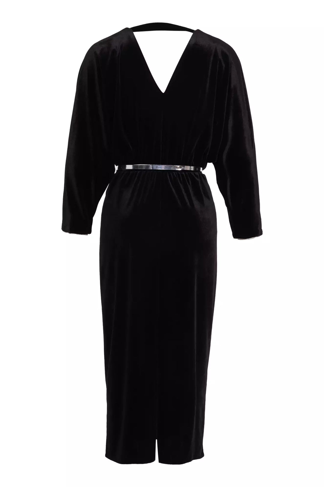 FRV Black velvet long sleeve midi dress - Prince George
