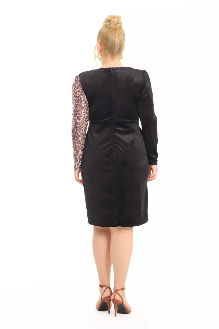 FRV Printed plus size stamp sequins long sleeve mini dress - Villena