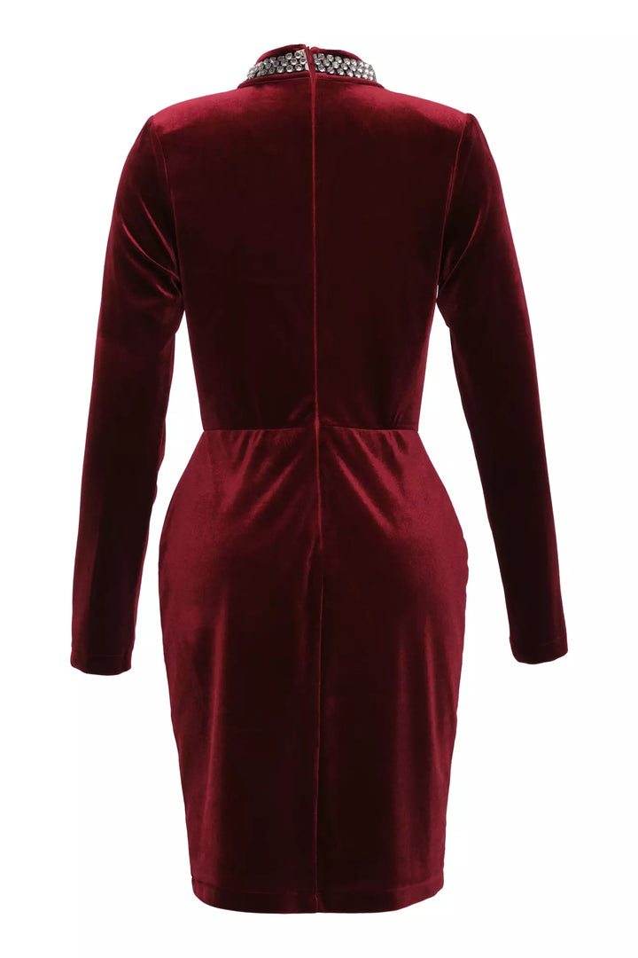 FRV Maroon velvet long sleeve mini dress - Wageningen