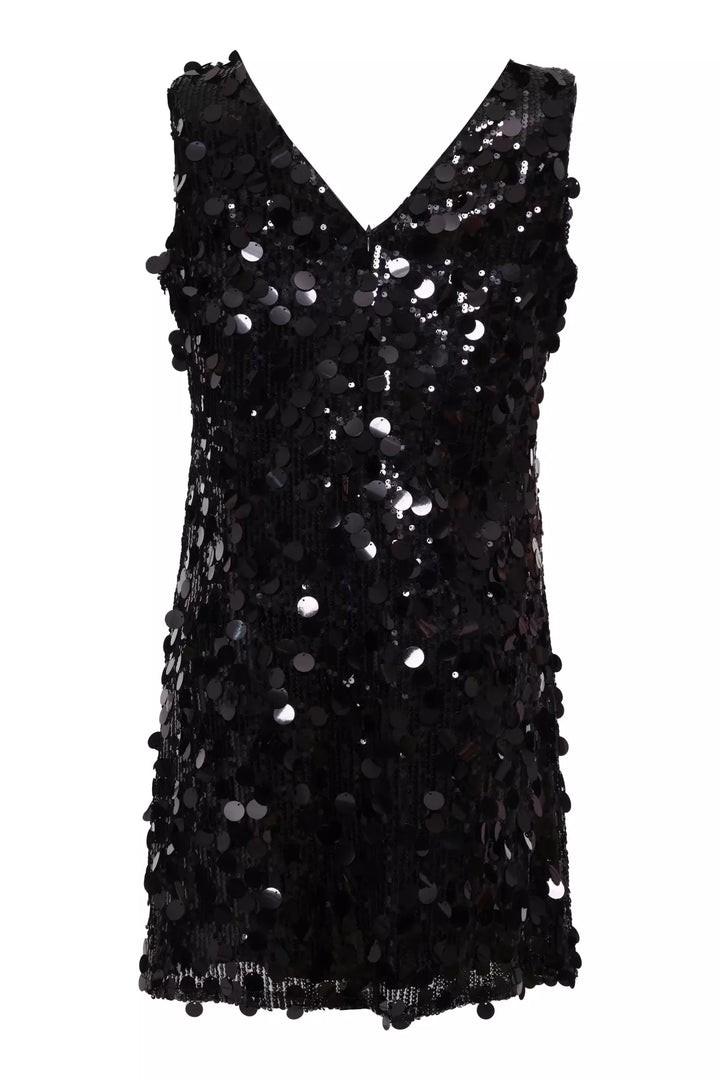 FRV Black stamp sequins sleeveless mini dress - Vawkavysk