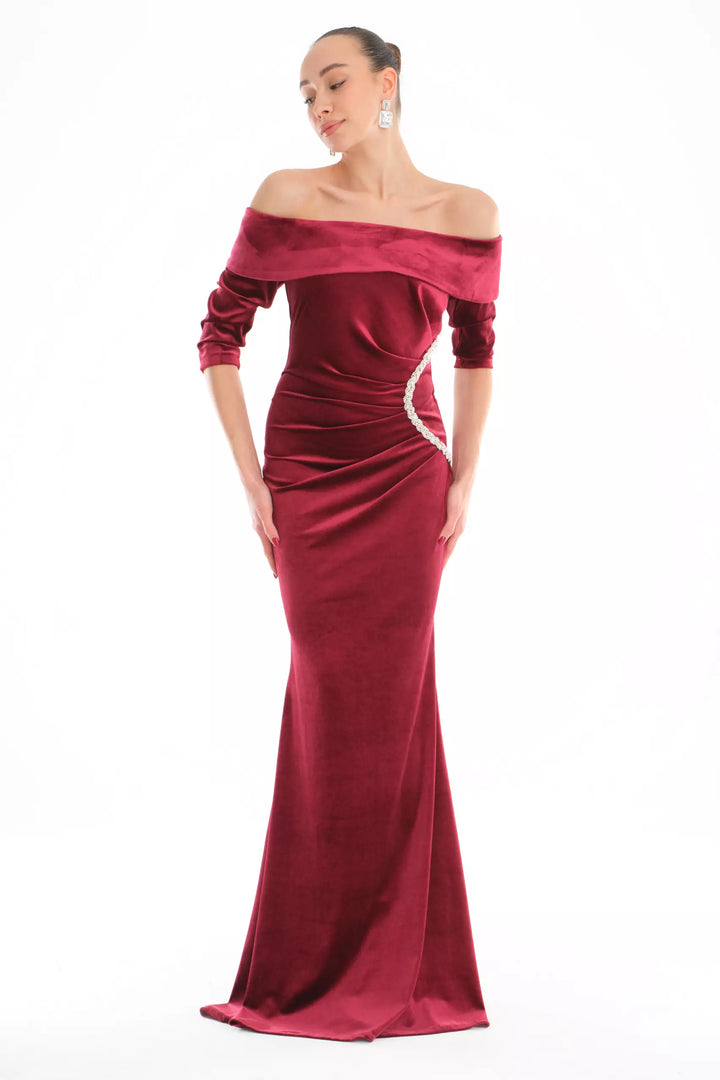 FRV Maroon velvet short sleeve maxi dress - Rheda-Wiedenbrück