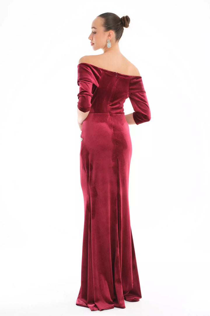 FRV Maroon velvet short sleeve maxi dress - Rheda-Wiedenbrück