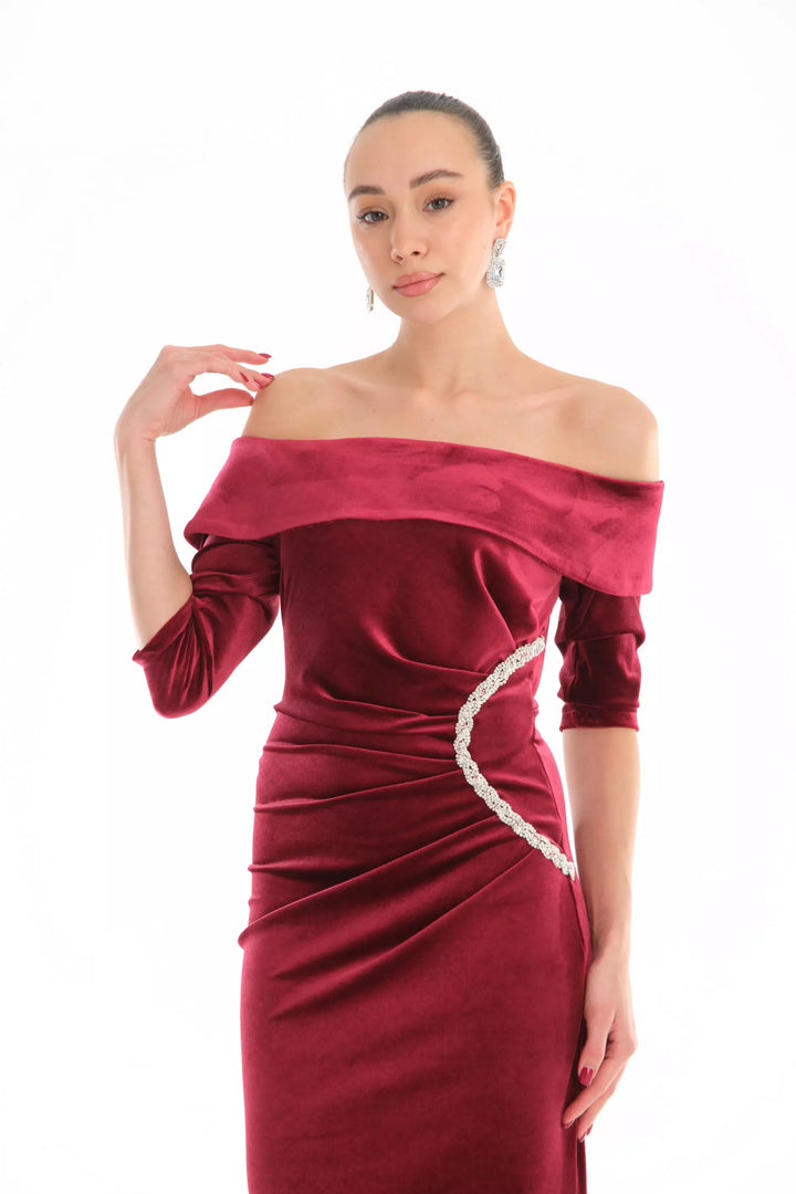 FRV Maroon velvet short sleeve maxi dress - Rheda-Wiedenbrück