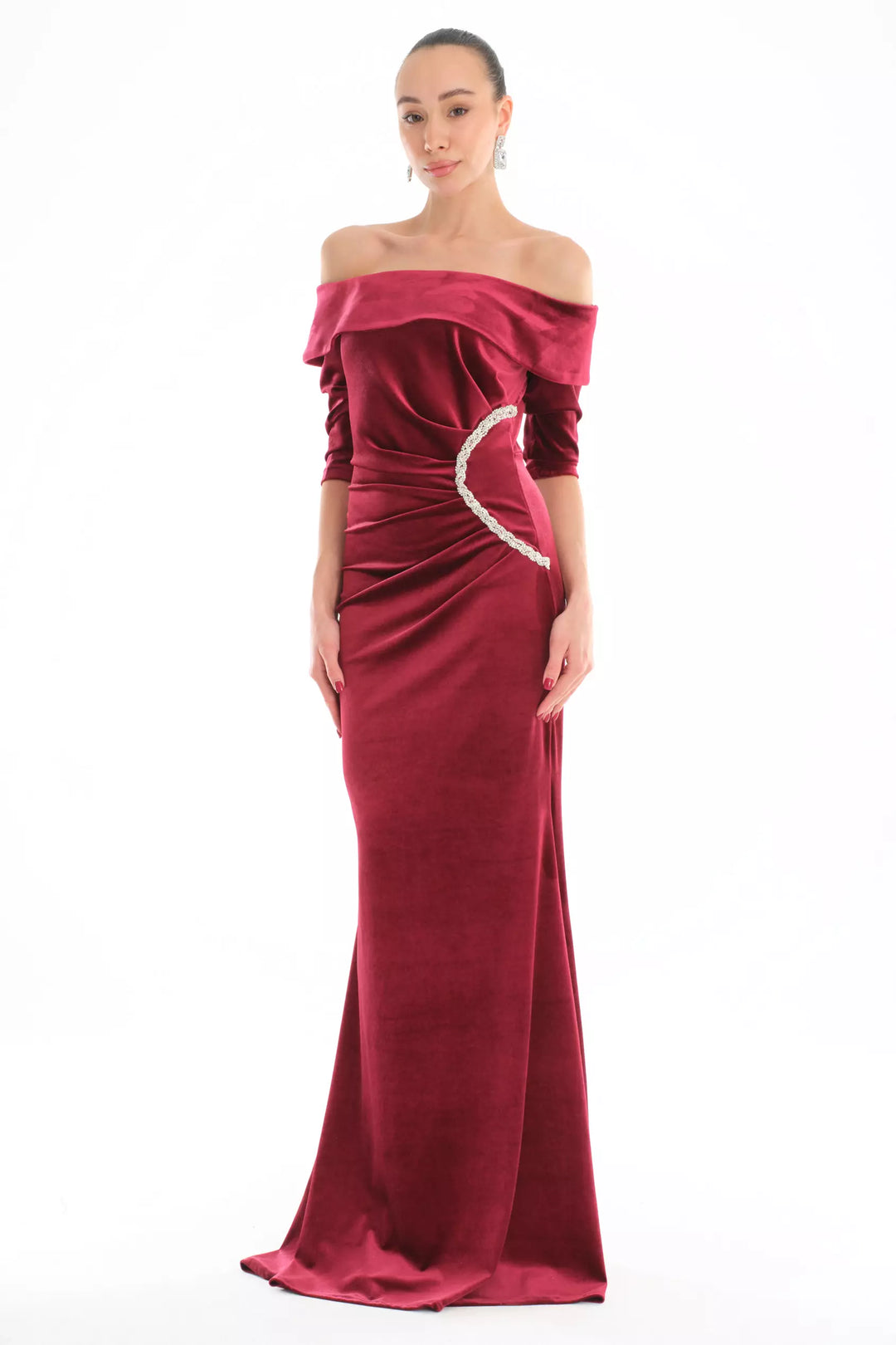 FRV Maroon velvet short sleeve maxi dress - Rheda-Wiedenbrück