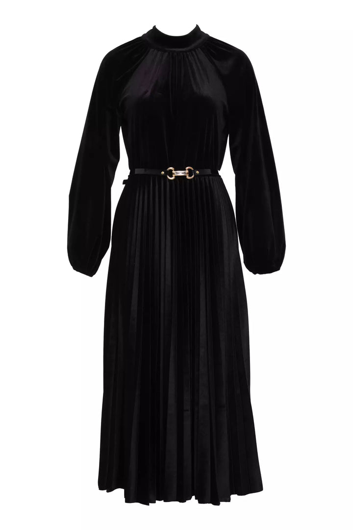 FRV Black velvet long sleeve midi dress - Pinner