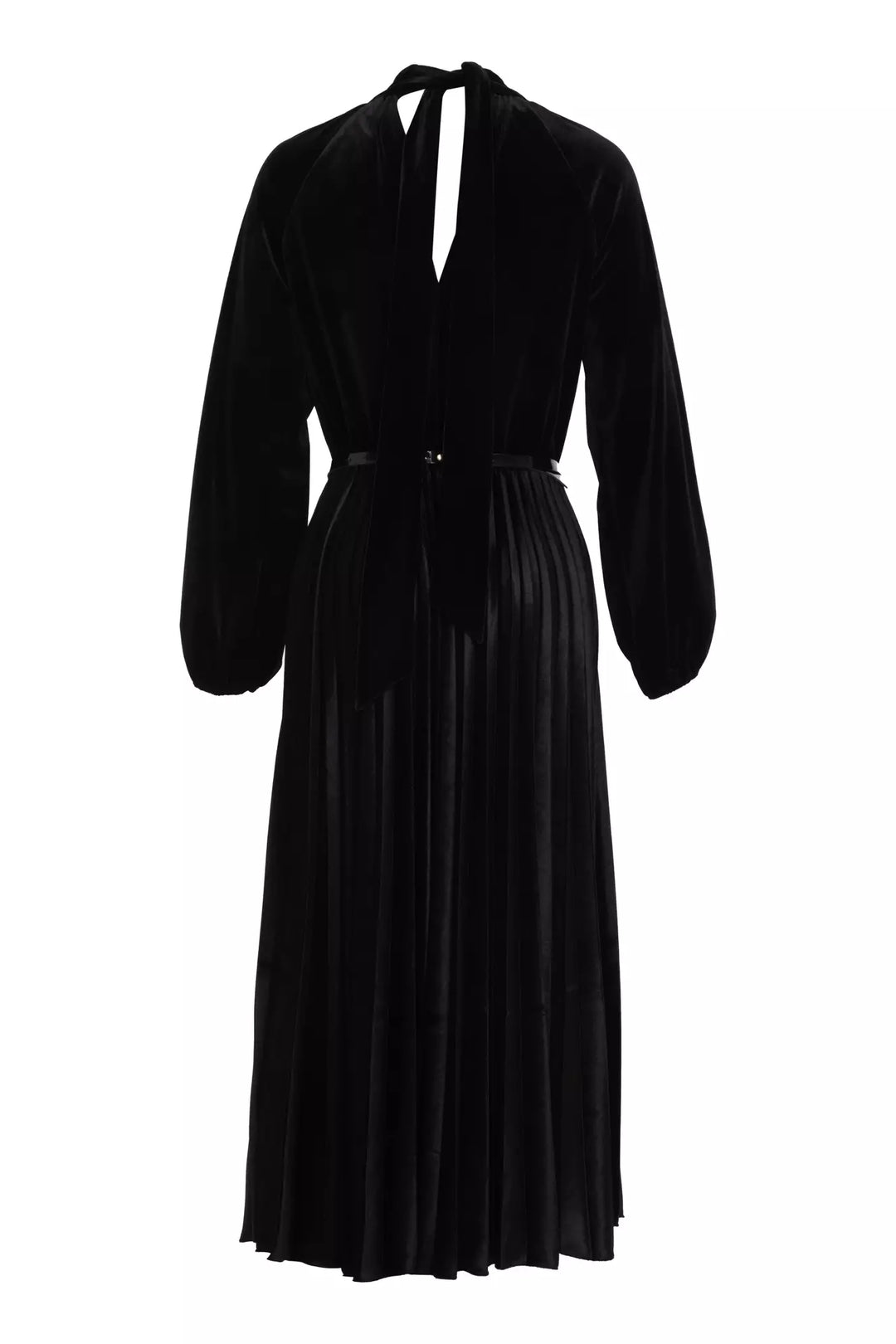 FRV Black velvet long sleeve midi dress - Pinner