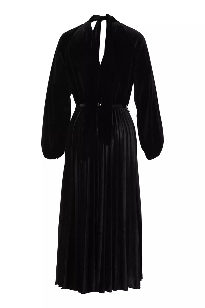 FRV Black velvet long sleeve midi dress - Pinner