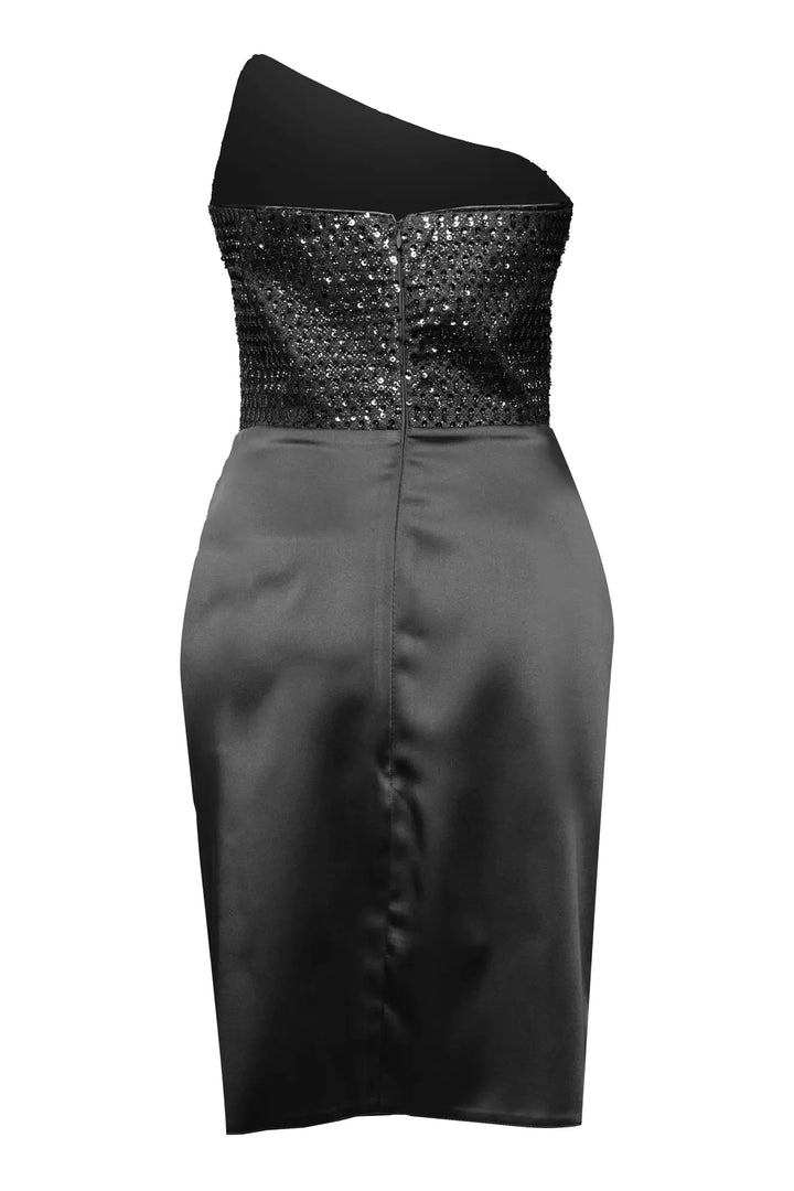 FRV Black satin sleeveless mini dress - Lipjan
