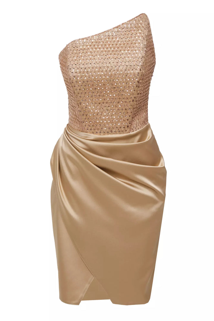 FRV Beige satin sleeveless mini dress - Warrington