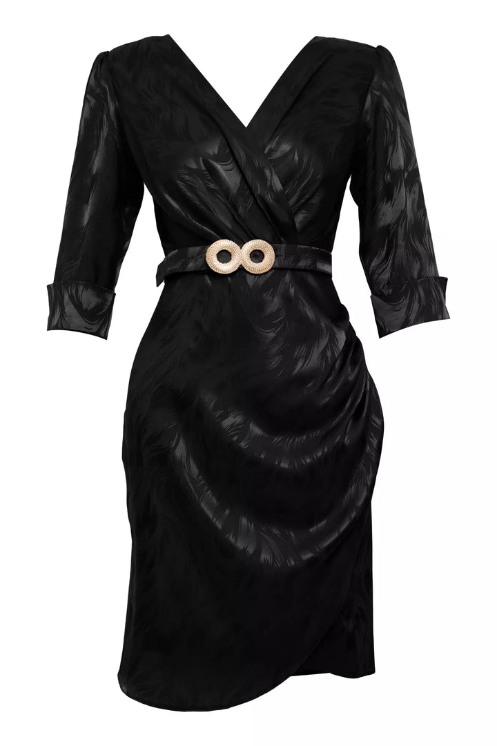 FRV Black satin 3/4 sleeve mini dress - Wellington