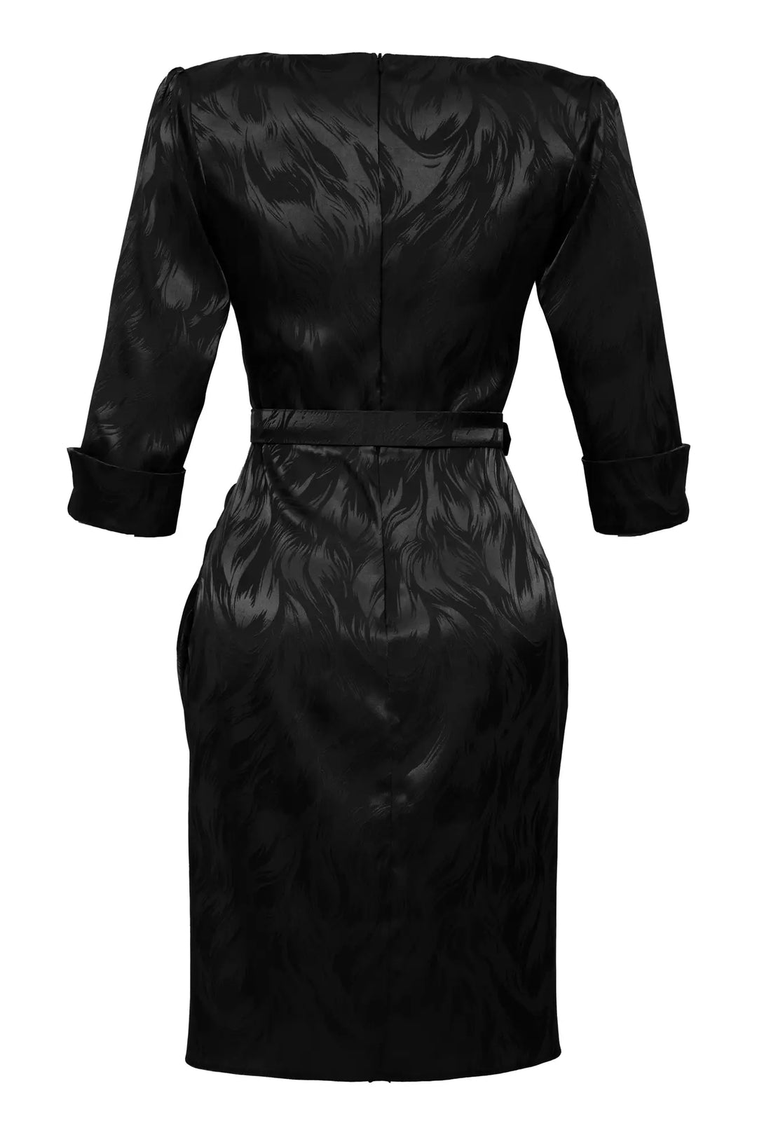 FRV Black satin 3/4 sleeve mini dress - Wellington