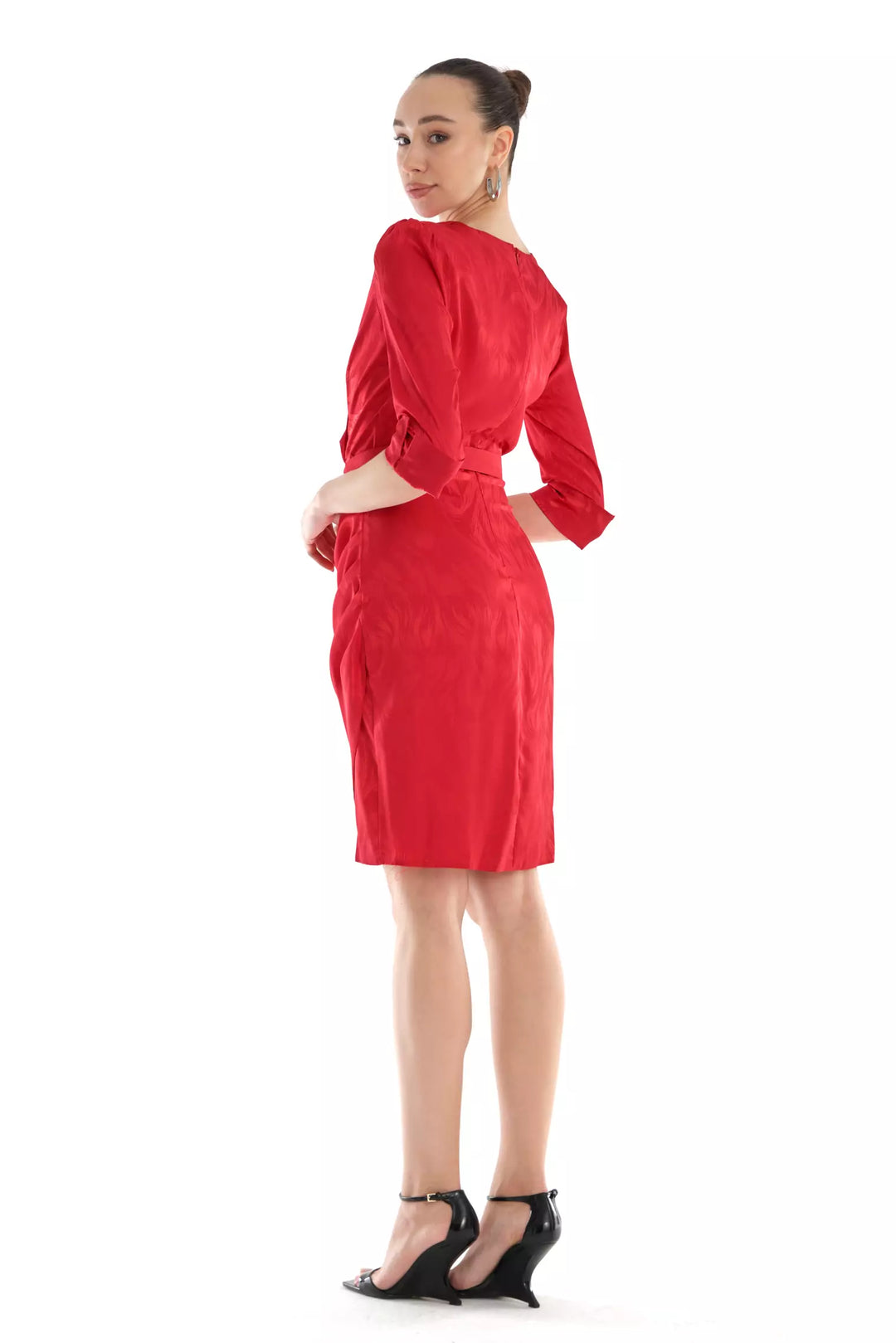 FRV Red satin 3/4 sleeve mini dress - Revere