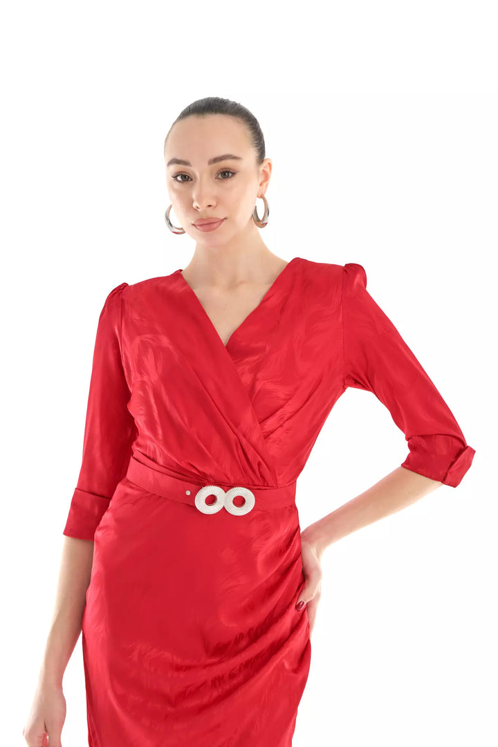 FRV Red satin 3/4 sleeve mini dress - Revere