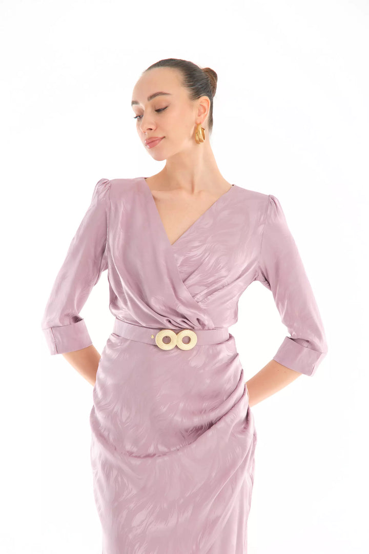 FRV Pink satin 3/4 sleeve mini dress - Alenquer