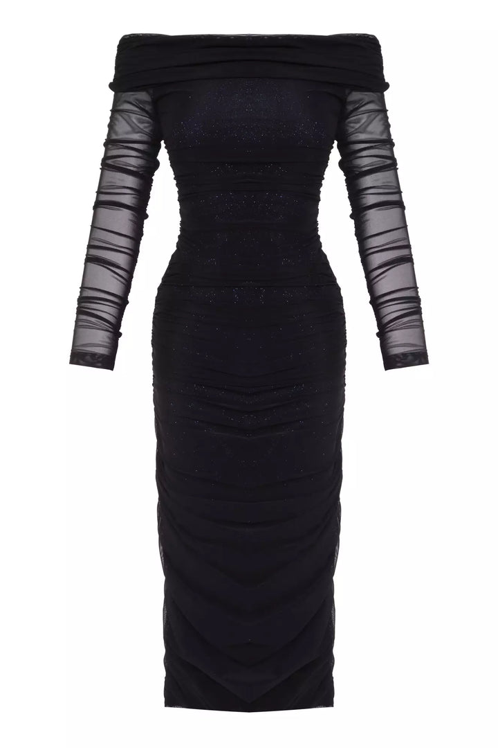 FRV Blue silvery long sleeve midi dress - Laval