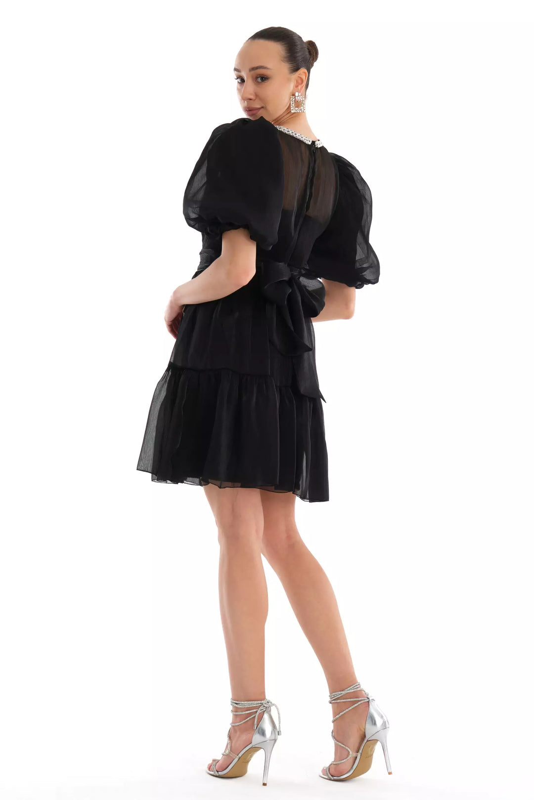 FRV Black tulle short sleeve mini dress - Midlothian