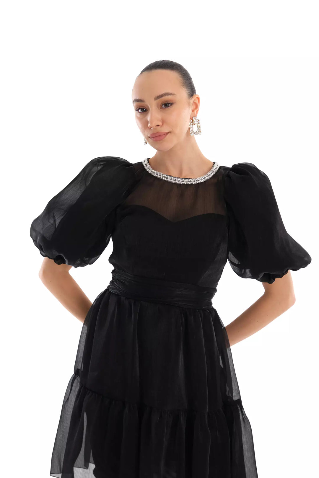 FRV Black tulle short sleeve mini dress - Midlothian