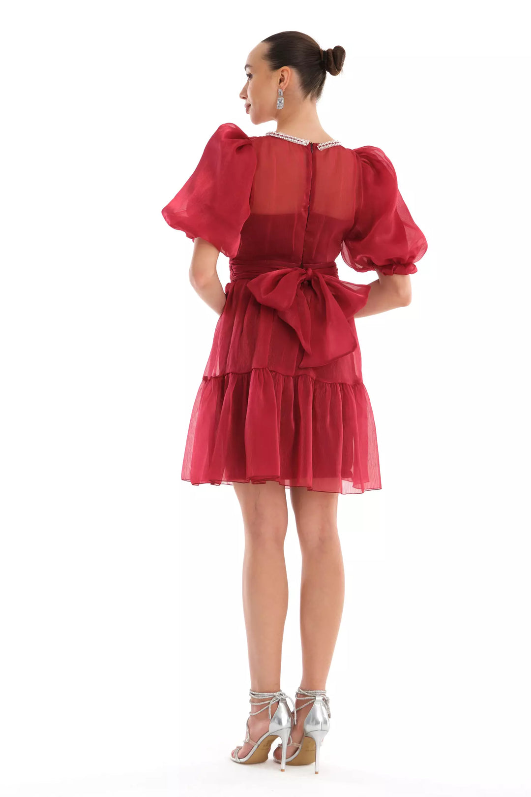 FRV Maroon tulle short sleeve mini dress - Arvada