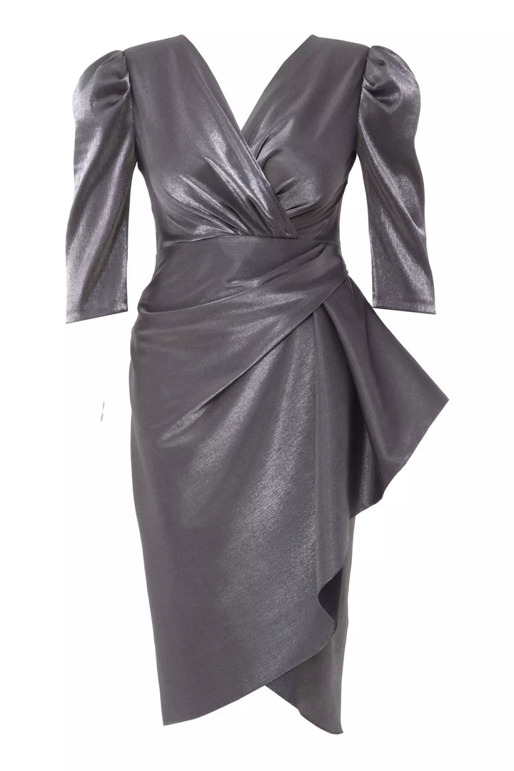 FRV Gray plus size satin 3/4 sleeve midi dress - Manchester