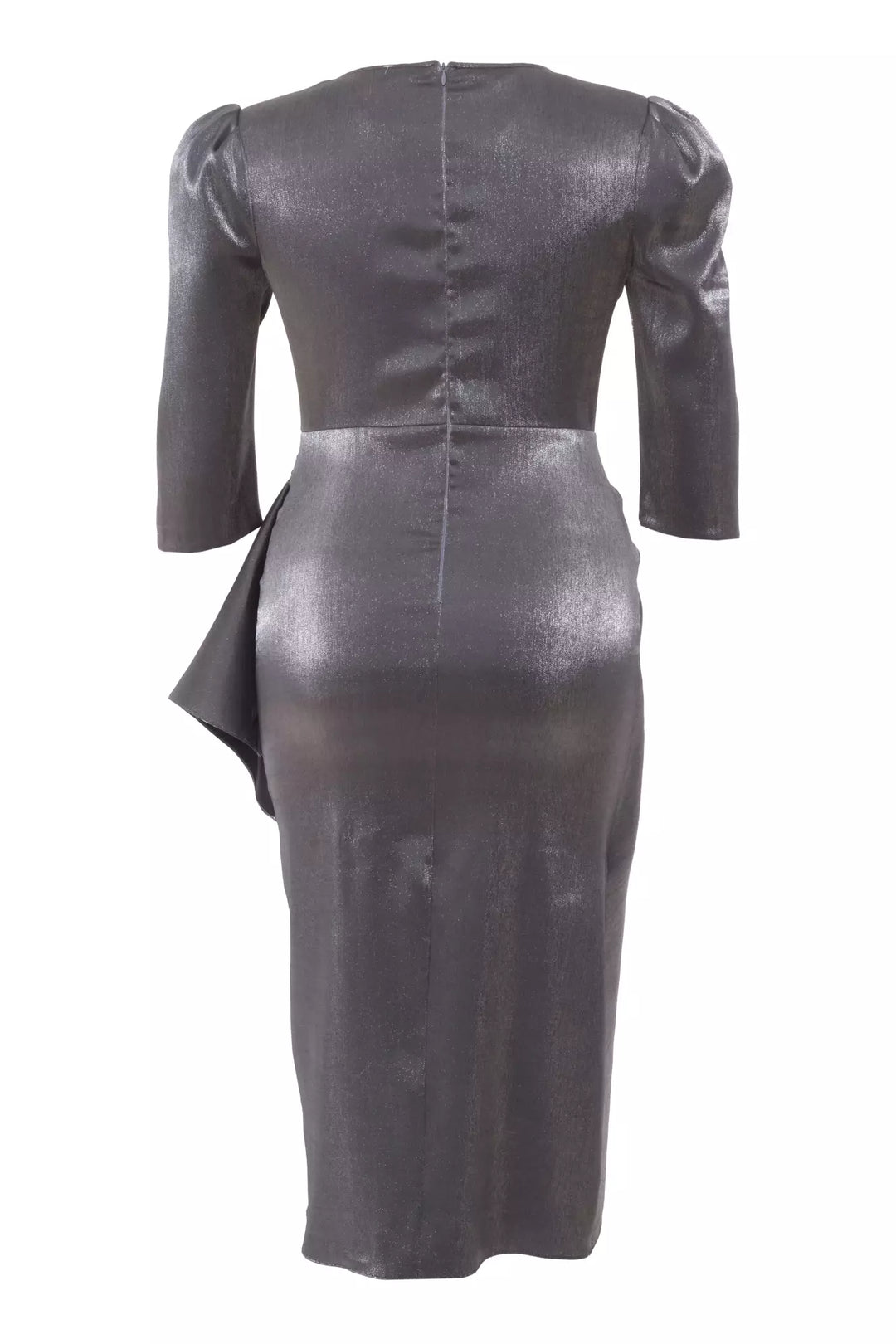 FRV Gray plus size satin 3/4 sleeve midi dress - Manchester