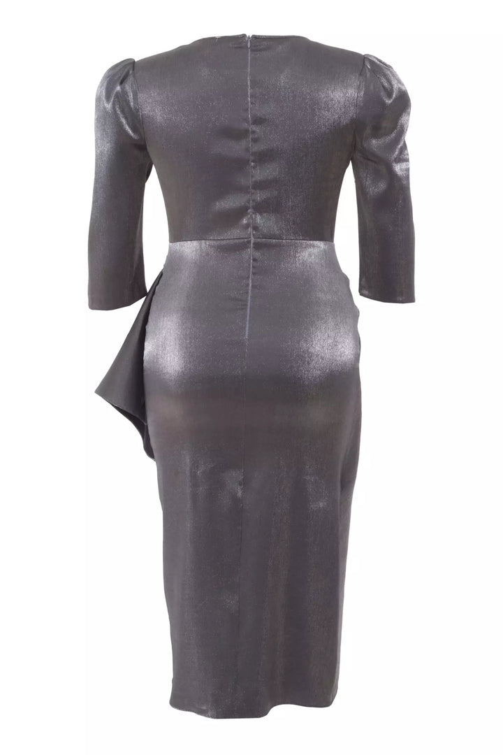 FRV Gray plus size satin 3/4 sleeve midi dress - Manchester