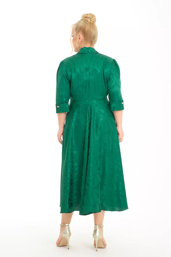 FRV Green plus size satin short sleeve midi dress - Ciudad Melchor Múzquiz