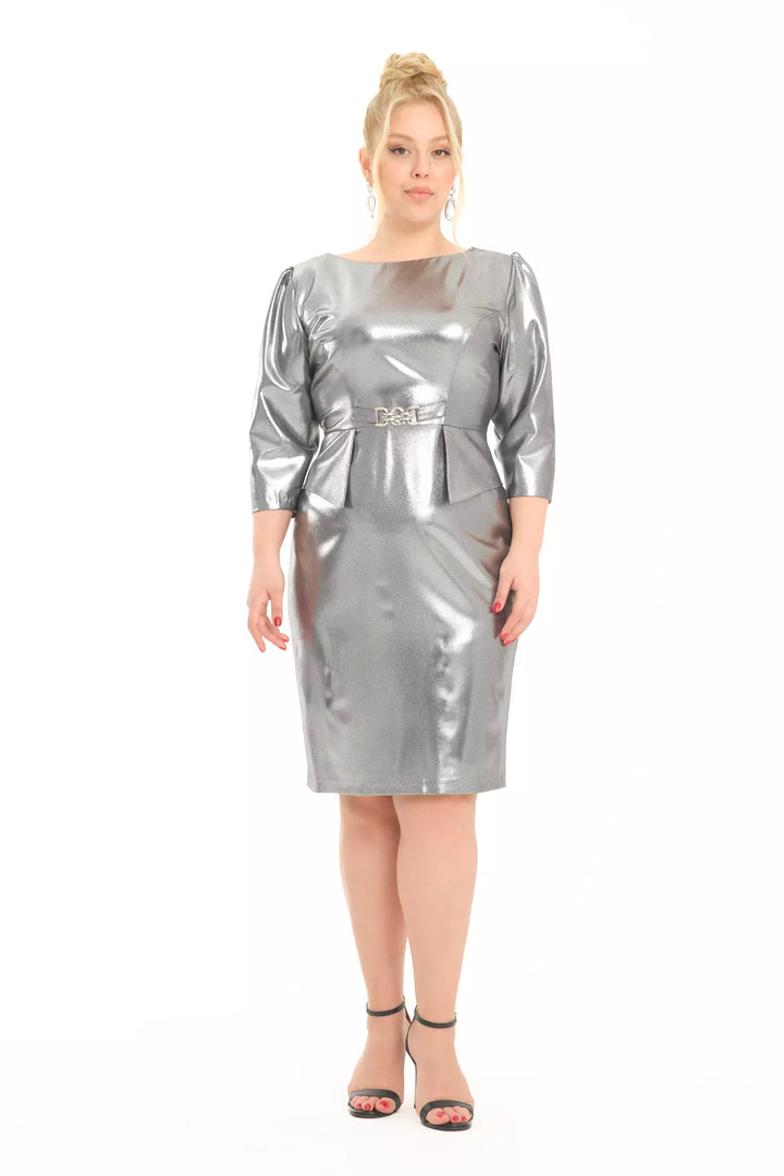 FRV Silver plus size crepe short sleeve mini dress - Ílion