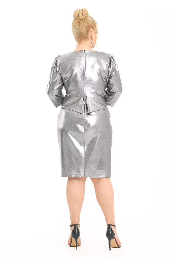 FRV Silver plus size crepe short sleeve mini dress - Ílion