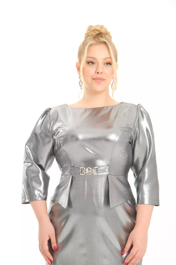 FRV Silver plus size crepe short sleeve mini dress - Ílion