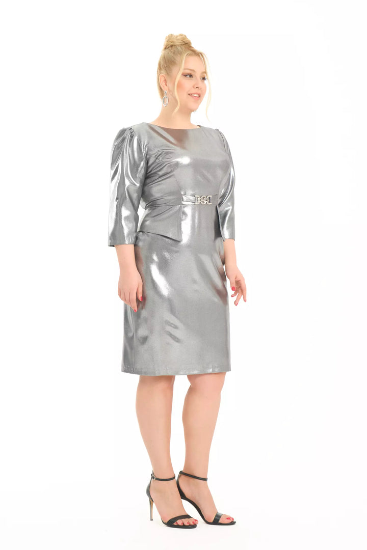 FRV Silver plus size crepe short sleeve mini dress - Ílion