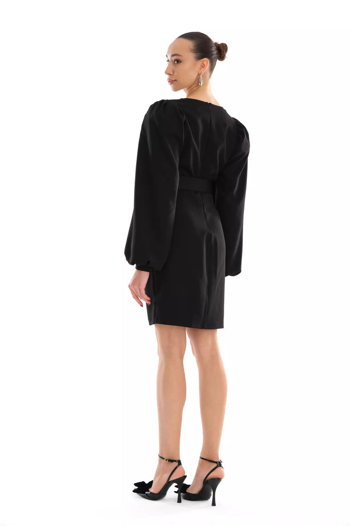 FRV Black crepe long sleeve mini dress - Leighton Buzzard
