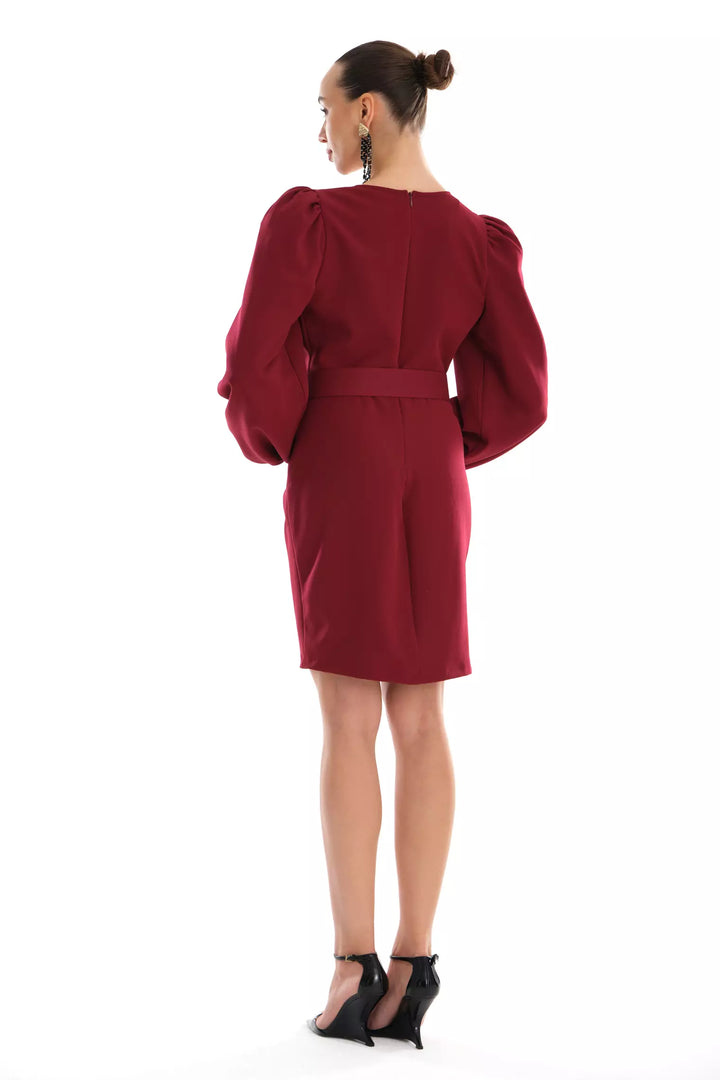 FRV Maroon crepe long sleeve mini dress - Cadereyta Jiménez