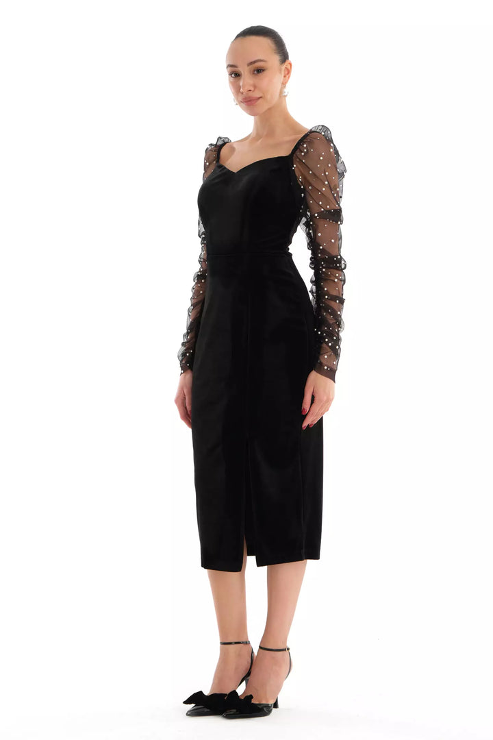 FRV Black velvet long sleeve maxi dress - Summerville