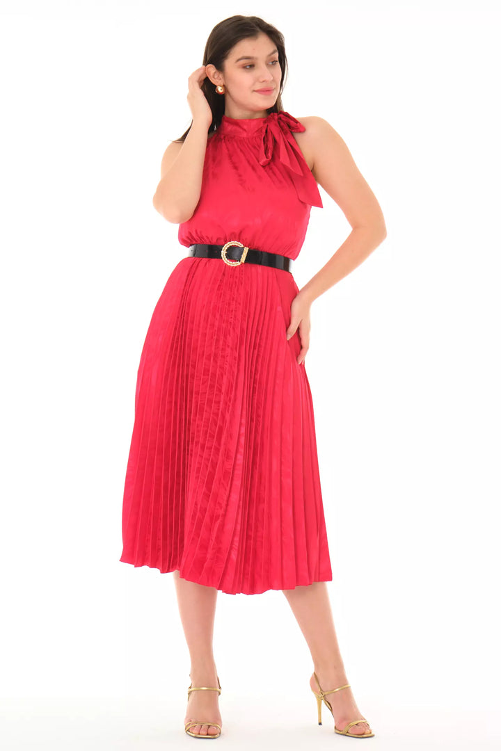 FRV Red satin sleeveless midi dress - Villeneuve-Saint-Georges