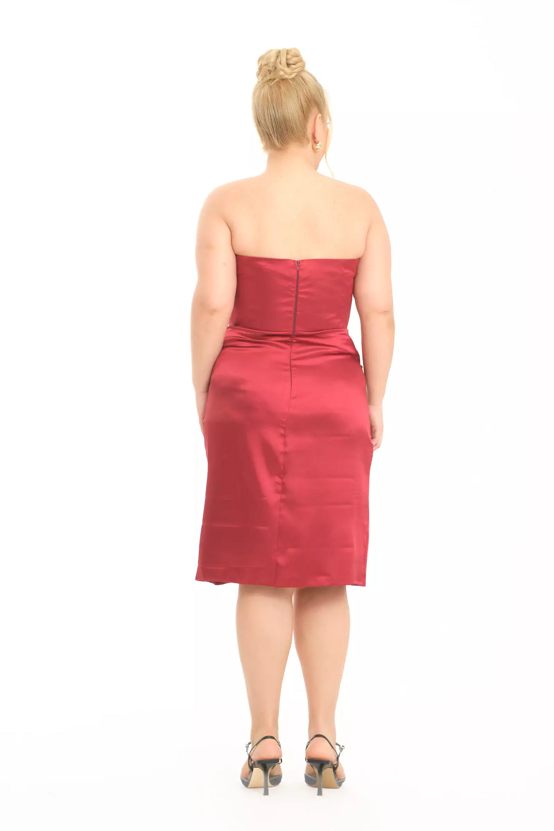 FRV Maroon plus size satin strapless mini dress - Oldenburg