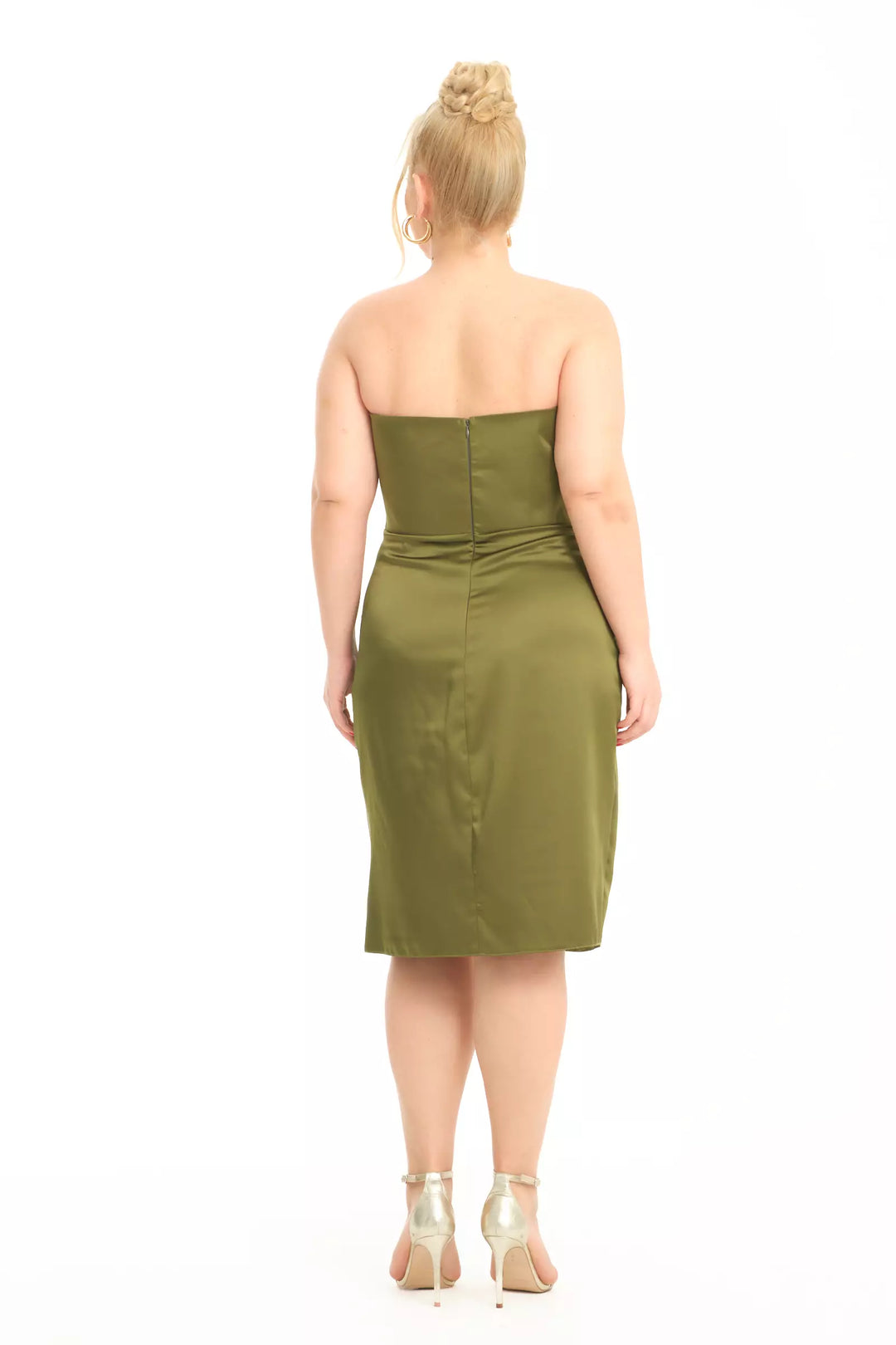 FRV Khaki plus size satin strapless mini dress - Las Cruces