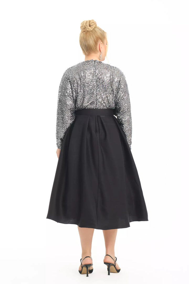 FRV Silver plus size stamp sequins sleeveless midi dress - Bryan