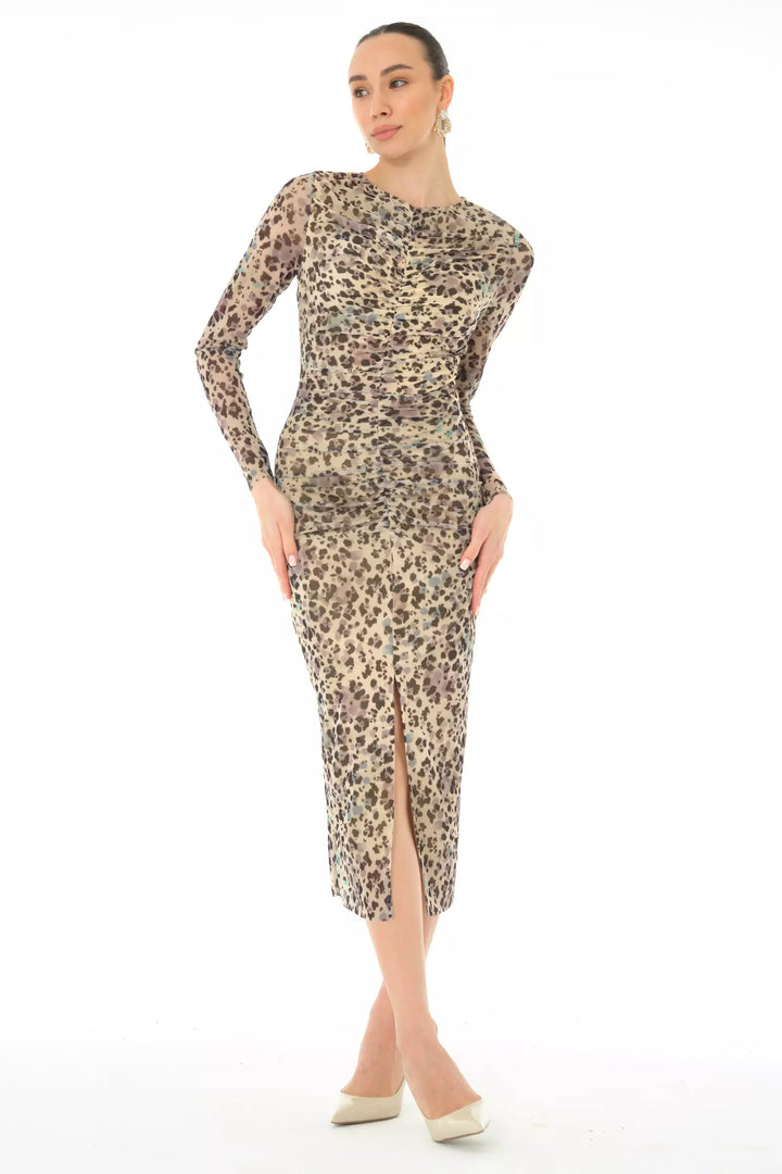 FRV Printed tulle long sleeve midi dress - Herzogenrath