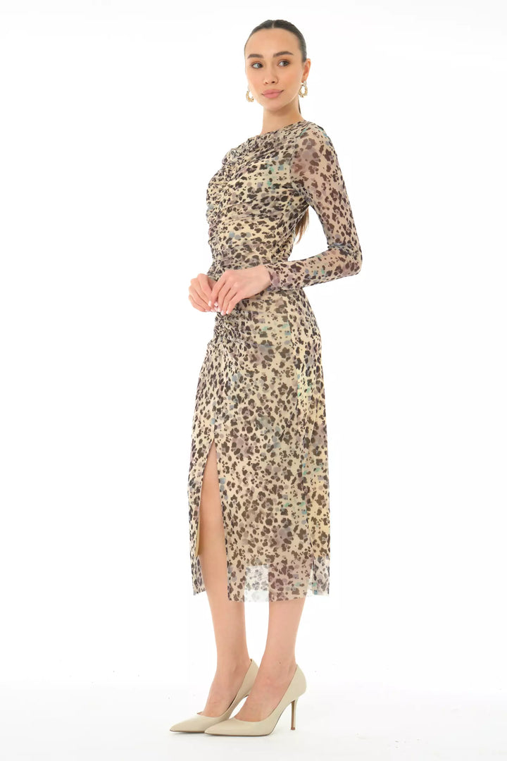 FRV Printed tulle long sleeve midi dress - Herzogenrath