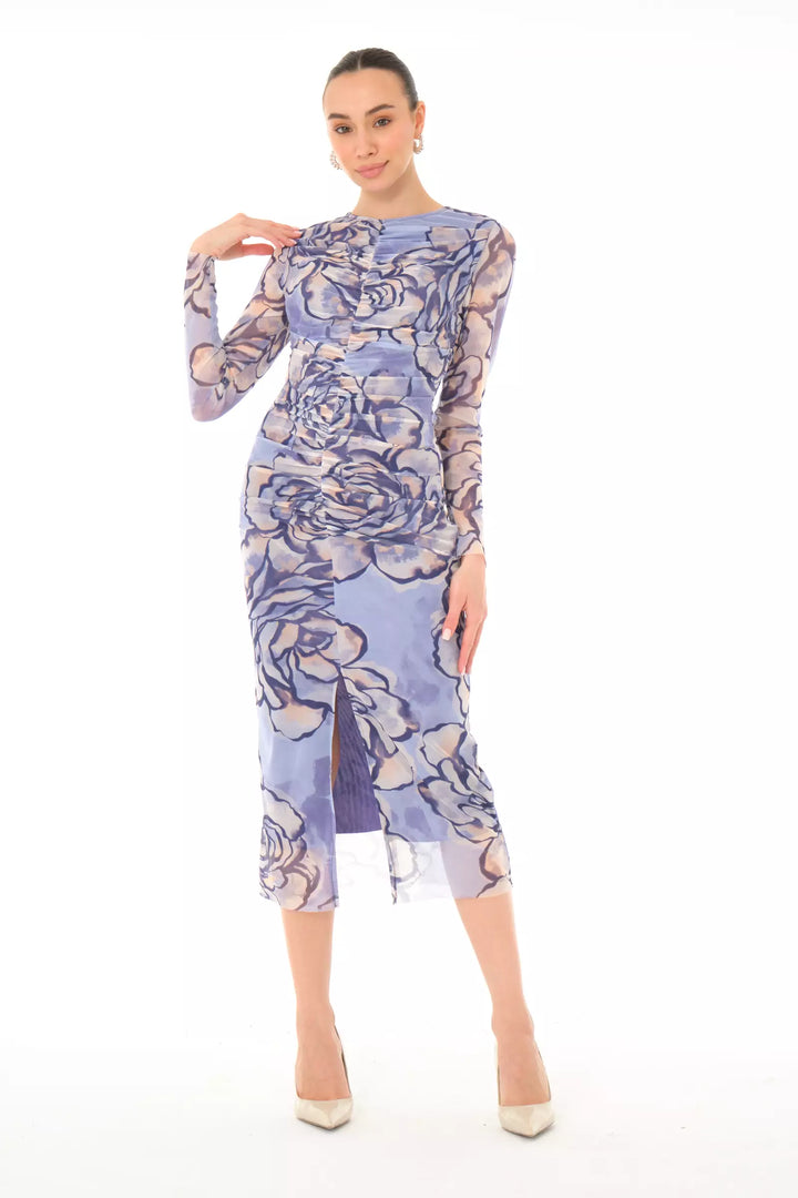 FRV Printed tulle long sleeve midi dress - Slidell
