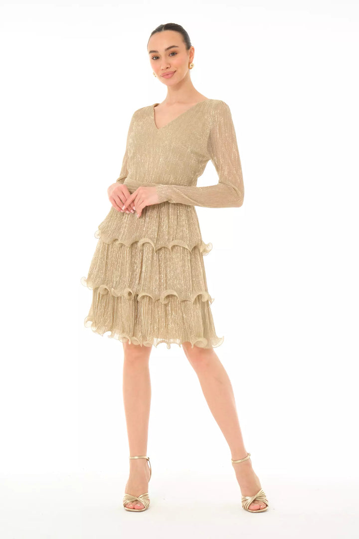 FRV Gold moonlight long sleeve mini dress - Oosterhout