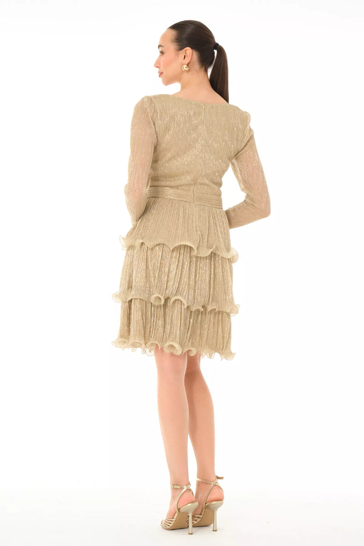 FRV Gold moonlight long sleeve mini dress - Oosterhout