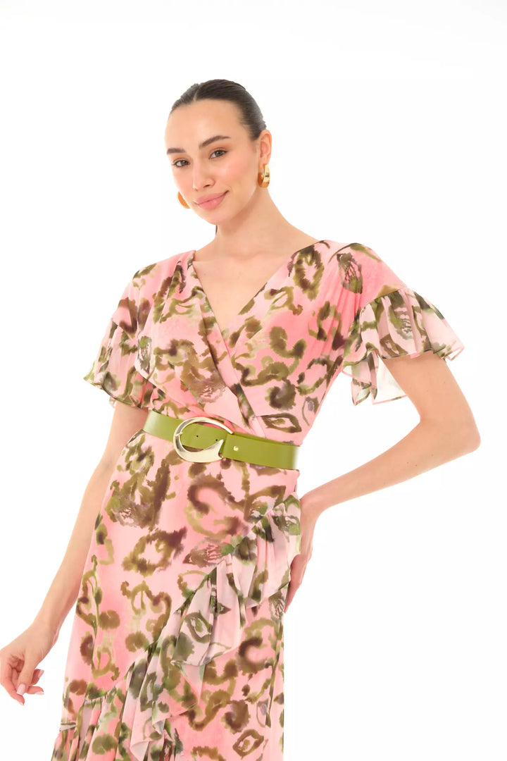 FRV Printed chiffon sleeveless midi dress - Chilapa de Álvarez