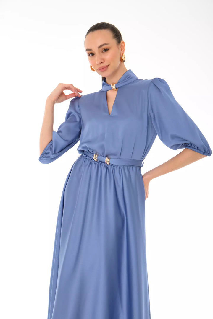 FRV Indigo satin 3/4 sleeve midi dress - St. Louis Park