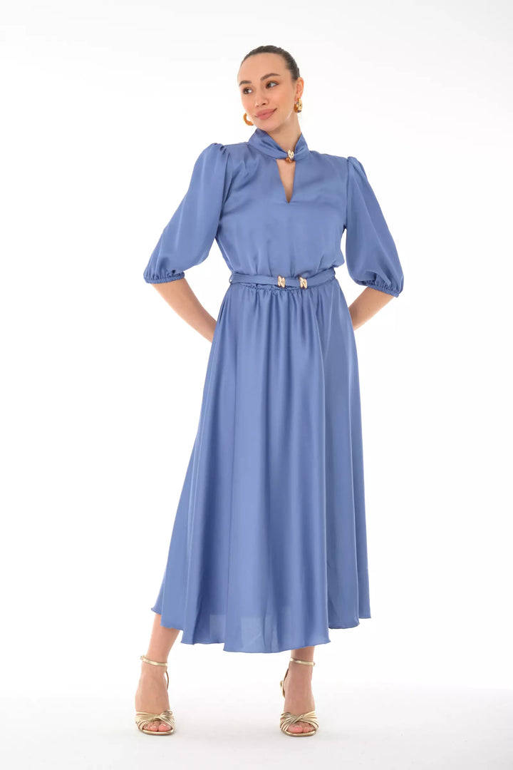 FRV Indigo satin 3/4 sleeve midi dress - St. Louis Park