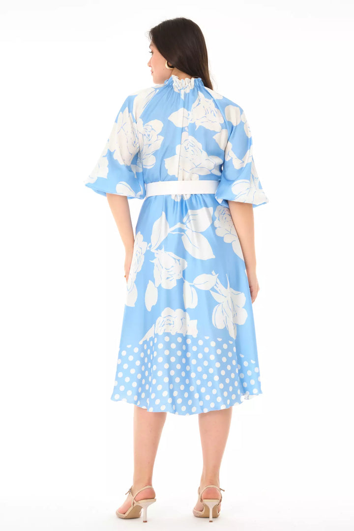 FRV Printed satin long sleeve midi dress - Florence