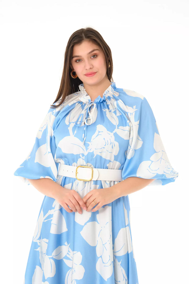 FRV Printed satin long sleeve midi dress - Florence